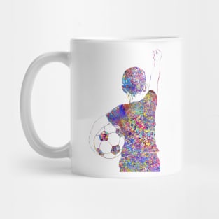 Soccer player little boy with ball Mug